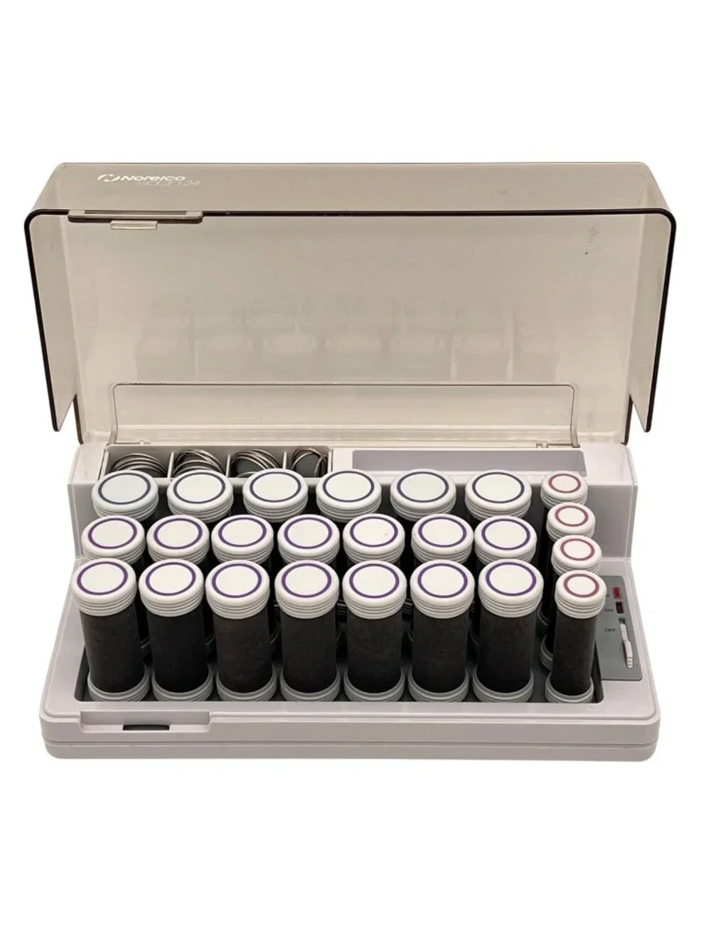 Norelco Satin 24 Hairsetter 24 Velvet Hair Rollers & Clips Compact Heated Set